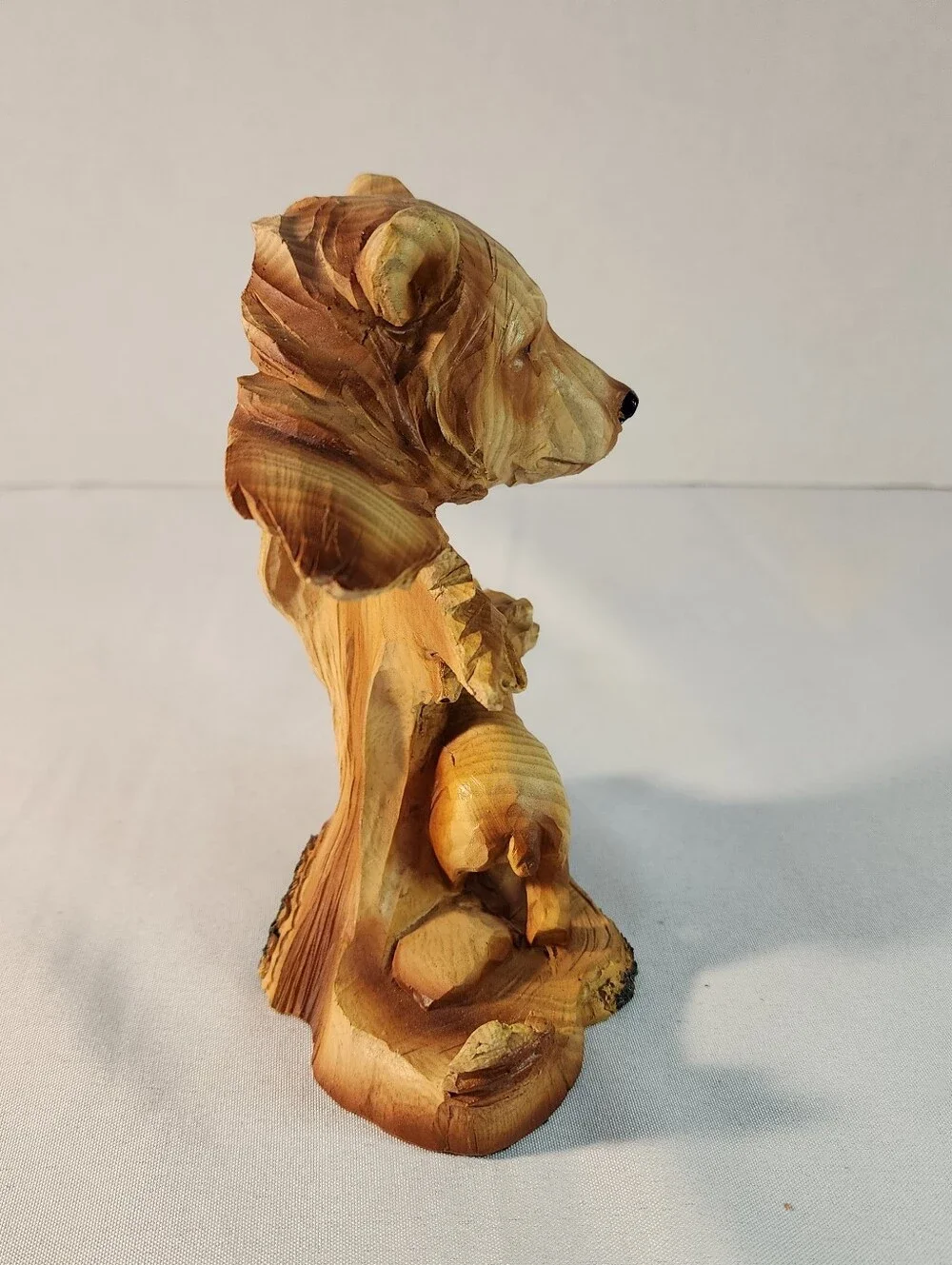 Zeckos Carved Wood Look Mother Bear and Cub Tabletop Statue